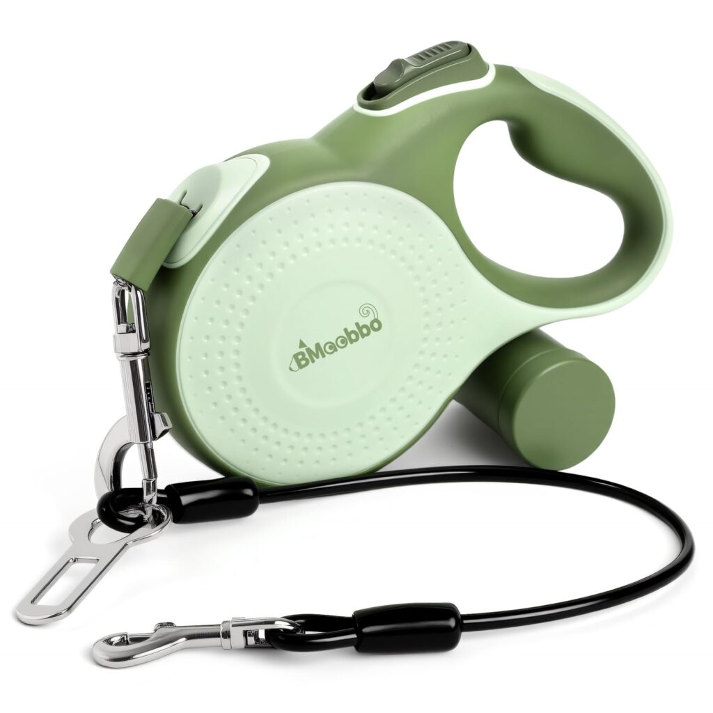 guinzaglio per cani allungabile 8 m, guinzaglio allungabile con corda in acciaio resistente ai morsi e supporto per sacchetto dei bisogni, per cani fino a 35 kg, per addestramento…