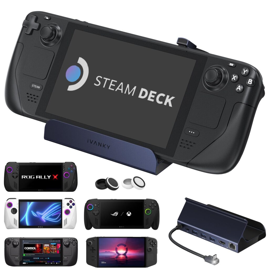 iVANKY 4K@144Hz 8-in-1 ROG Ally X Dock, 3*USB-A 3.0, Carica USB-C da 100W | Ethernet da 1Gbps, Docking Station Compatibile con ASUS ROG Ally X/Lenovo Legion go/Valve Steam Deck OL…