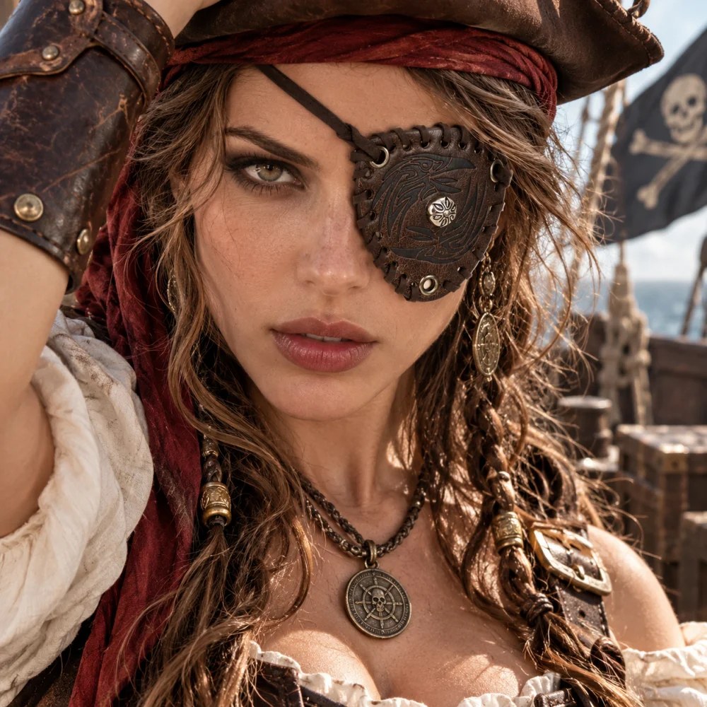 Benda per Occhio da Pirata in Pelle PU Medievale, Benda Gotica Vichinga Steampunk, Accessorio per Costume LARP Halloween Cosplay per Uomini e Donne