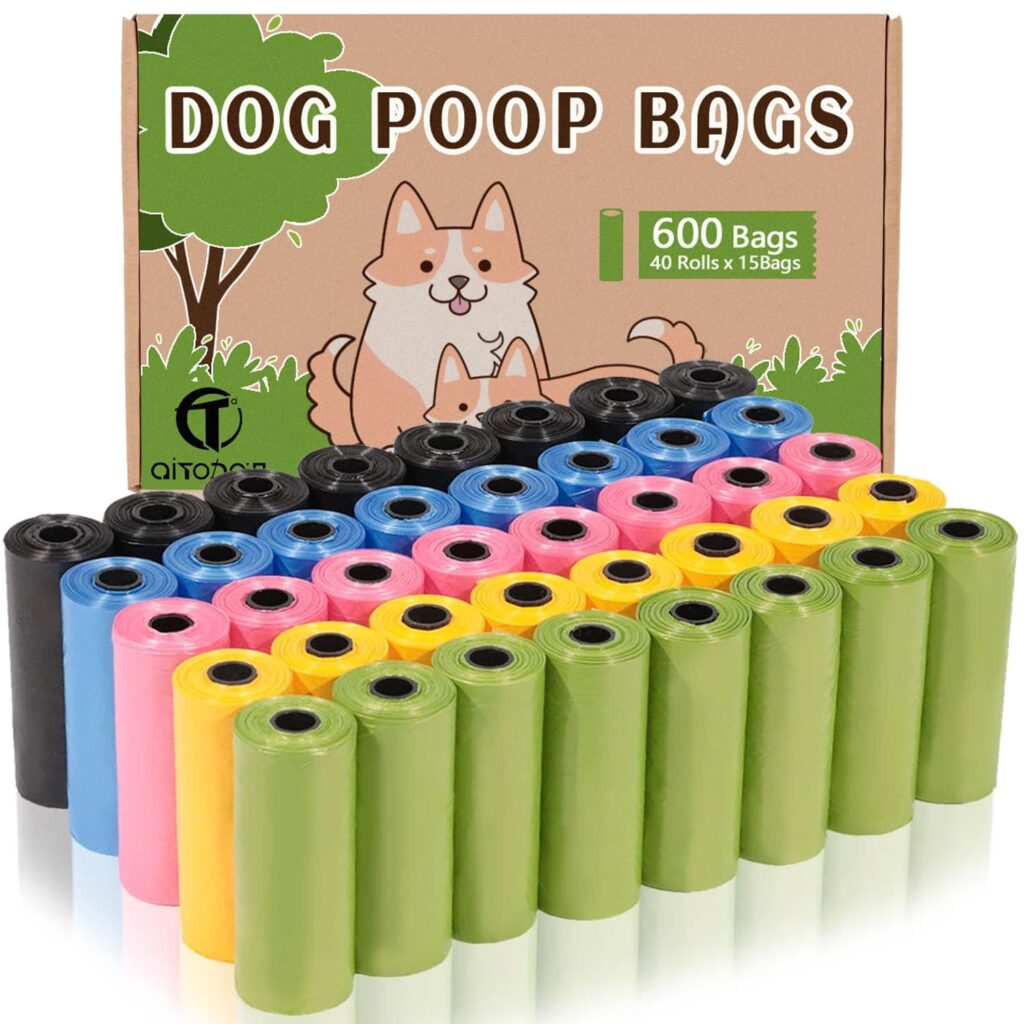 AiTodos® 600 Sacchetti Cane Cacca, 31×22 cm, PE, 5 Colori, 40 rotoli × 15 | Anti‑perdite • Robuste e resistenti • Senza profumo • Facili da strappare • Adatte ai distributori stan…