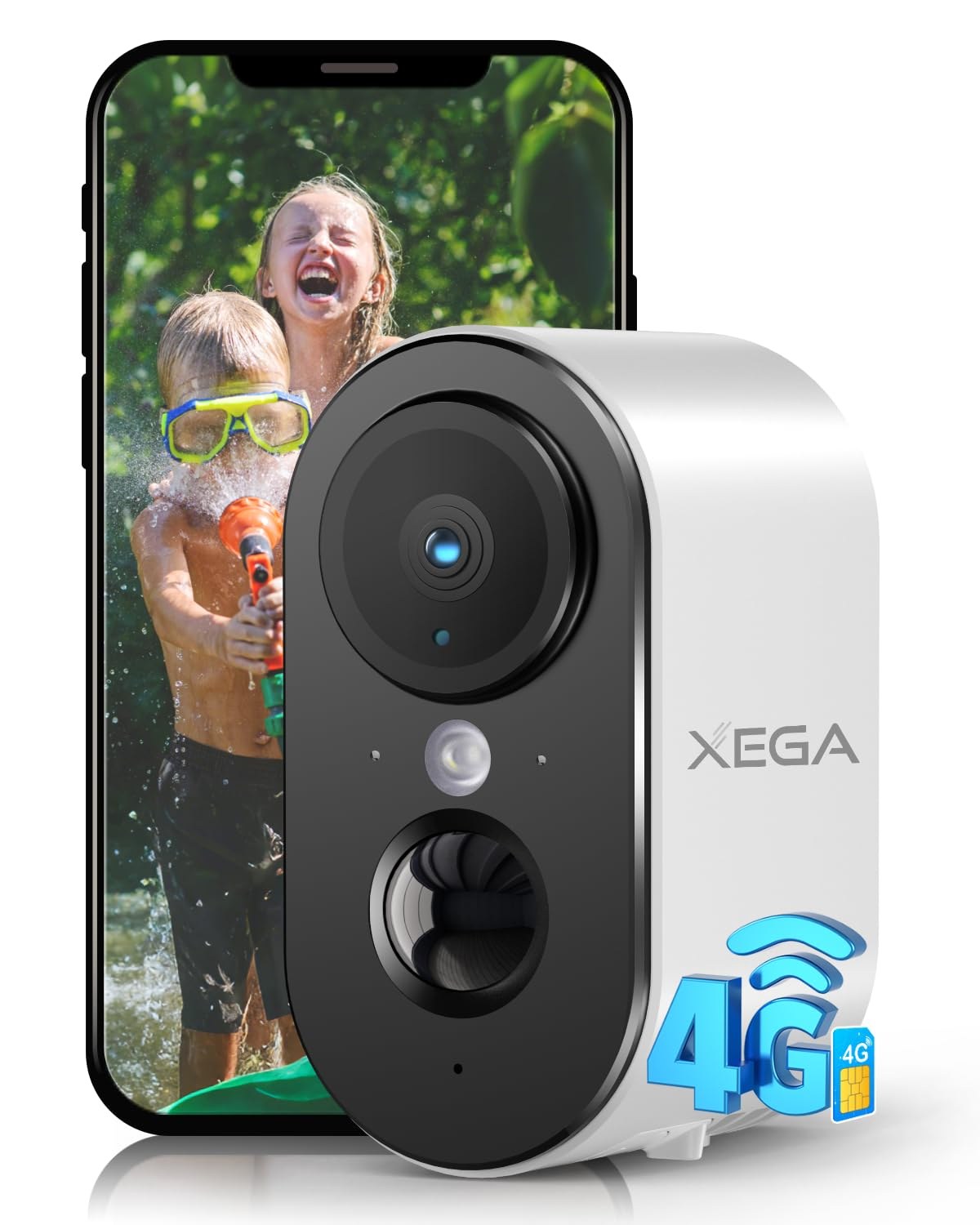 Xega 4G LTE Telecamera Esterna Interna con SIM Scheda No Wi-Fi Senza Fili | 2K HD Telecamere Sorveglianz Vrilevamento del Movimento PIR, Visione Notturna a Colori, Audio a 2 vie,…