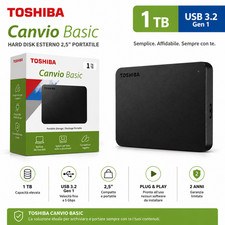Toshiba Canvio Basics 1TB Hard Disk Esterno Portatile 2.5” PC Mac Console USB3.2