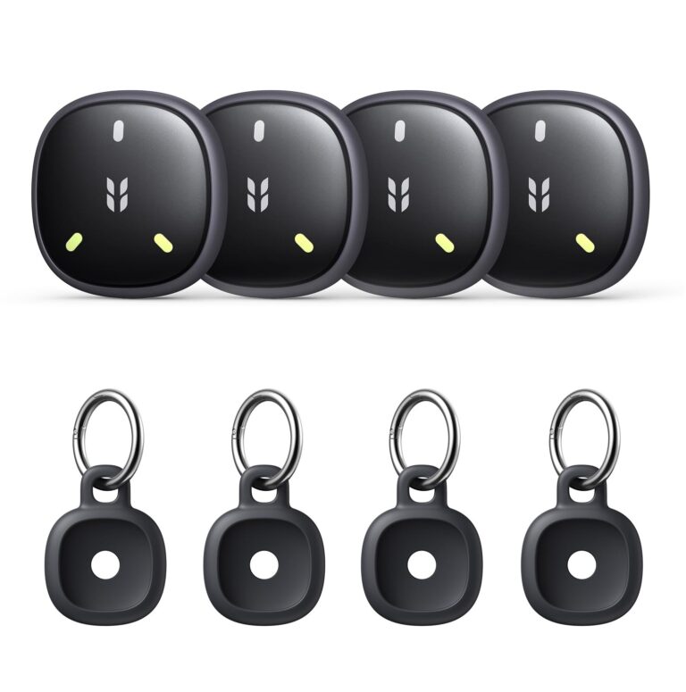 UGREEN FineTrack Mini 2 Smart Finder 4 Pezzi Supporto iOS | 110dB, Fluorescenza, Localizzatore IP68, SmartTag Tracker Bluetooth, per Chiavi Bagaglio Portafoglio Bicicletta Borsa