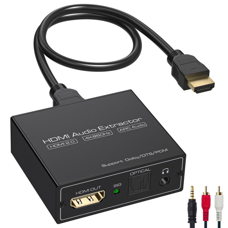 VEDINDUST HDMI ARC Audio Extractor Estrattore 4K@60Hz La porta di uscita HDMI supporta la funzione ARC Optical SPDIF TOSLINK e interfaccia audio stereo da 3,5 mm, supporta i forma…