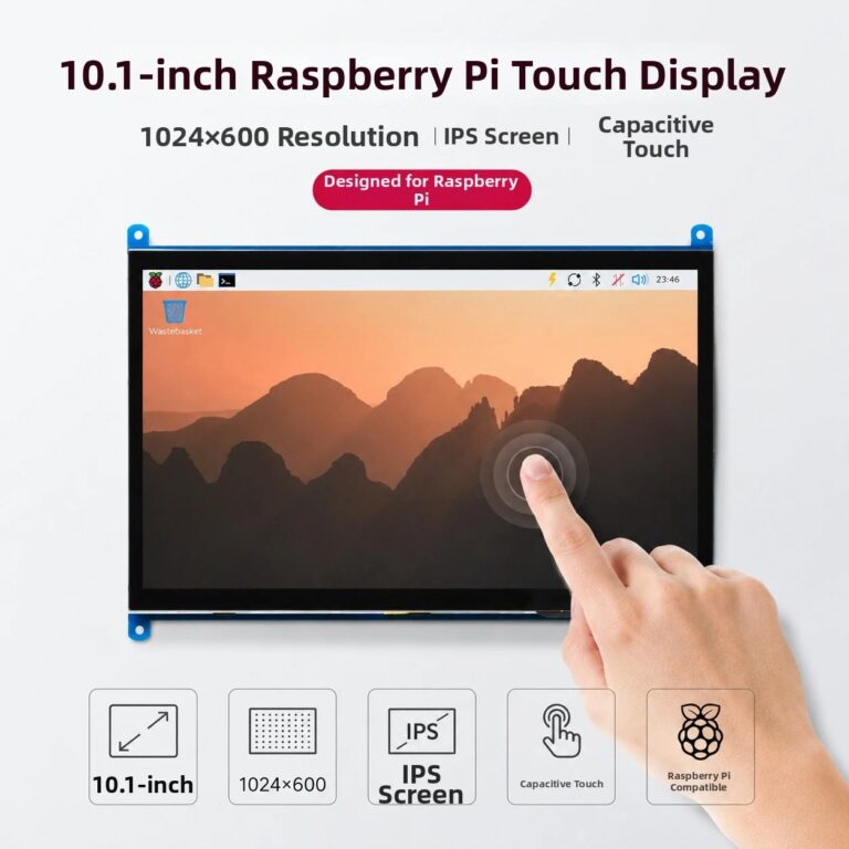 Monitor Raspberry Pi 4/3/2/B/B+/A+ da 10,1 pollici 1024x600 IPS Touchscreen capacitivo a 5 punti Display HDMI senza driver per Win 7/8/10