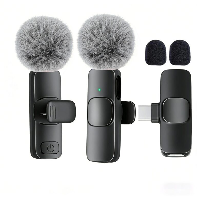 Microfono Lavalier Wireless Professionale con Porta Type-C per Smartphone, Computer, Tablet, Plug and Play