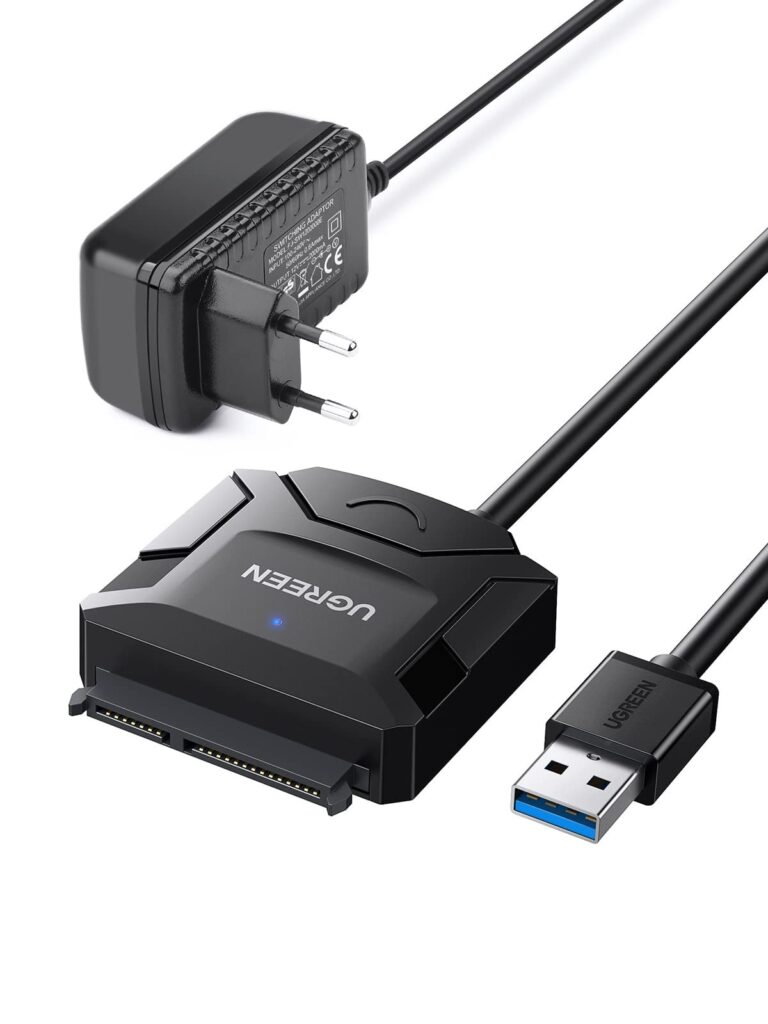 UGREEN Adattatore SATA 3,5" 2,5" Cavo USB 3.0 Convertitore Type A 5Gbps | 20TB UASP Trim con Alimentatore DC 12V Compatibile con WD Toshiba Seagate Hitachi PS4