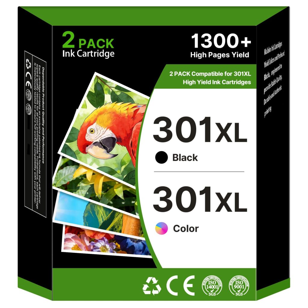 301XL Sostituzione per Cartucce HP 301 Nero e Colore per Envy 4500 2-Pack | 301 XL con chip, Sostituzione per Cartucce HP Envy 5530 5532 Deskjet 2540 2510 1510 2050 2050a 3050a Of…