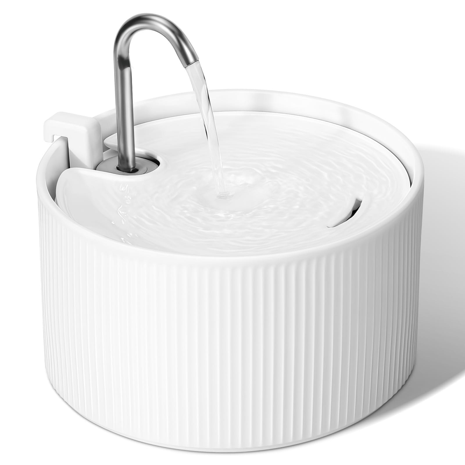Fontana per gatti in ceramica, 2,2 l, super silenziosa, con filtro ai carboni attivi, ceramica cotta ad alte temperature, materiali puliti e sicuri