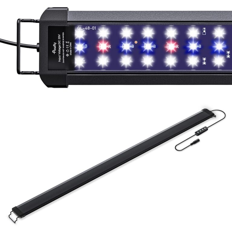 Pawfly Luce da acquario per vasche da 121 a 137 cm, 33 W lampada per acquario, spettro completo, lampada LED estensibile con timer, modalità giorno/notte e luminosità regolabile p…