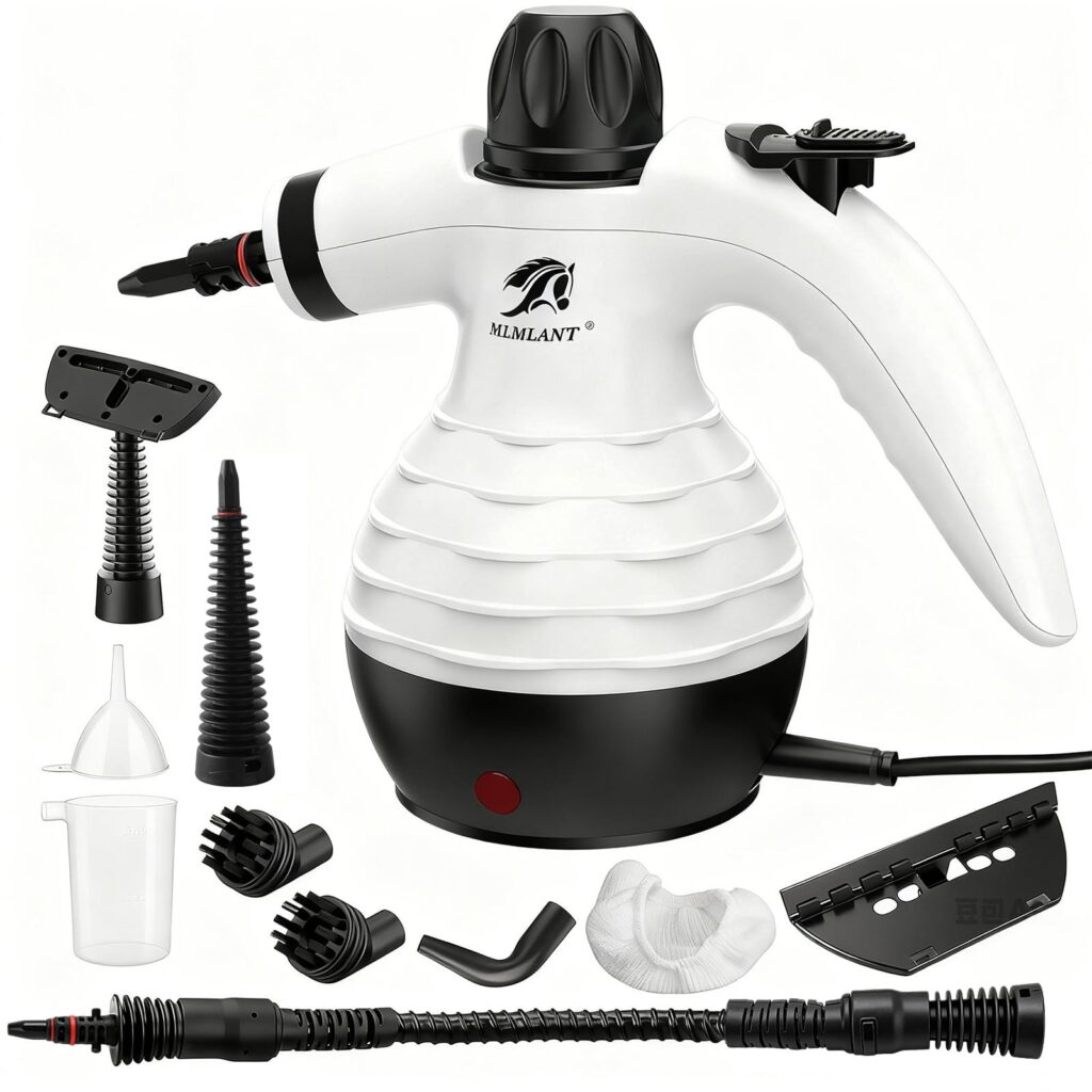 MLMLANT Pulitrice a Vapore Portatile, Steam Cleaner con 10 Accessori | Pulitore a Vapore Portatile | 105°C Vapore Caldo | Forni, Cappe, Piastrelle, Finestre, Divani | Blocco Sicur…