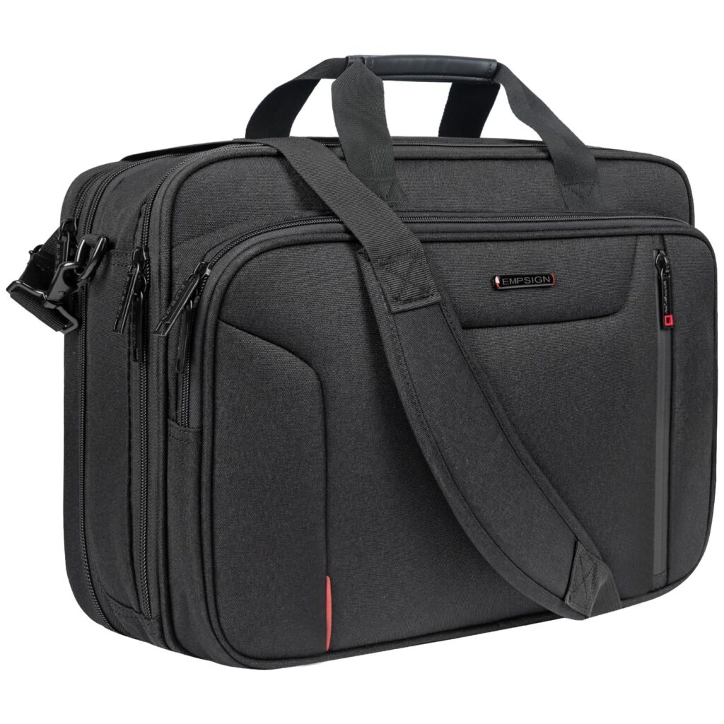 EMPSIGN Borsa Porta PC 17,3" Espandibile, Multiscomparto Grande Capacità | tessuto poliestere idrorepellente, protezione rfid antifurto, tracolla ergonomica, fascia trolley, multi…