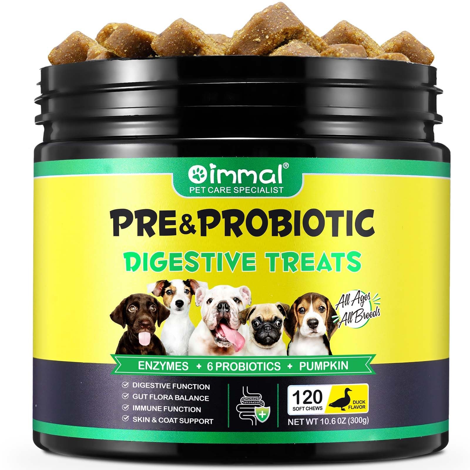 Probiotici Per Cani, Probiotico Digestivo per Cani Enzimi Digestivi, Sistema Immunitario e Supporti per la Salute Generale, Flora Intestinale, Sollievo dal Prurito Allergico
