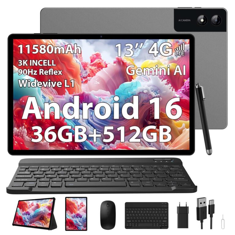 DOFACESH 3K Tablet 13 pollici con Android 16, 36GB RAM+512GB ROM (Estensione 2TB), 4G Lte/5G WiFi, 2940*1840, 11580mAh, 2.2GHz, 13+8MP, Tablet in offerta con Tastiera/WidevineL1/4…