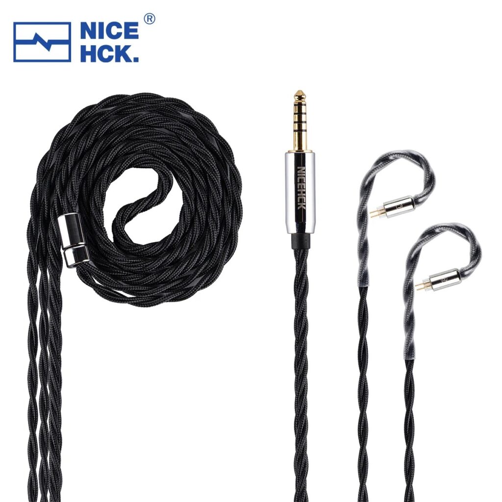 NICEHCK BlackDawn Cavo per auricolari 5N Placcato argento OFC IEM Filo 2Pin/QDC 4.4mm per CHU II ZERO EDX PRO DB2 QUE In Ear Monitor ZVX