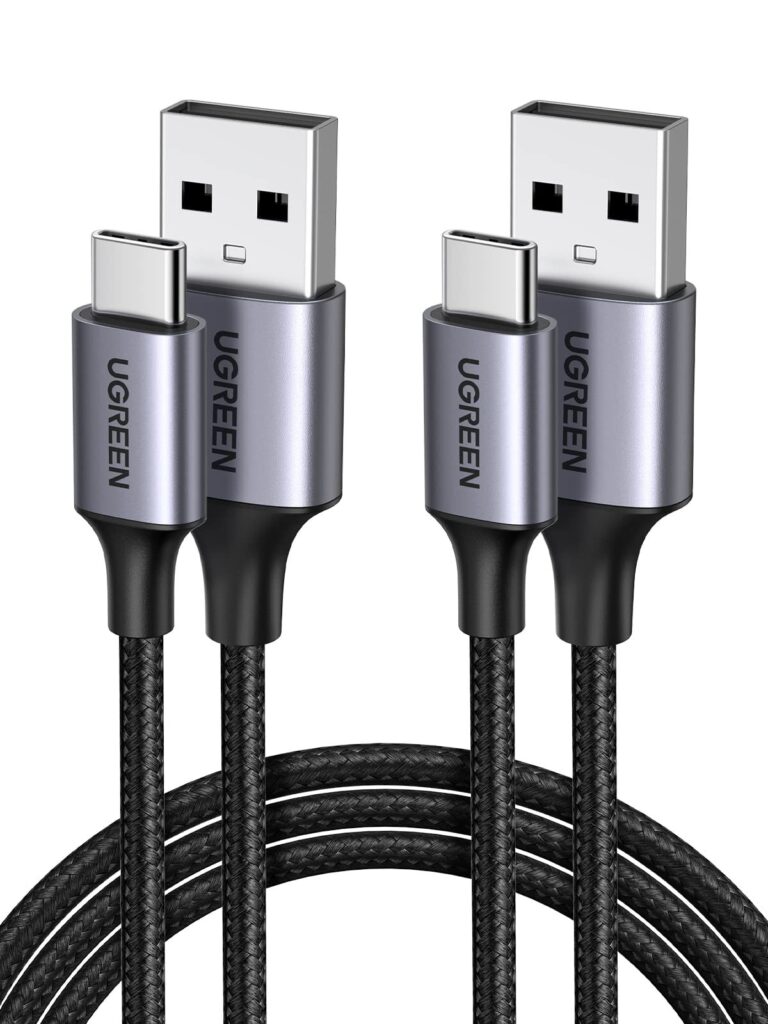 UGREEN Cavo USB C Type-C Ricarica Rapida 3A QC3.0 480Mbps (2M,2 Pezzi) | Nylon Intrecciato, USB A a USB C, USB2.0, Compatible con iPhone 18 Pro Max 17 16 15 Galaxy S26 S25 A16 A56…