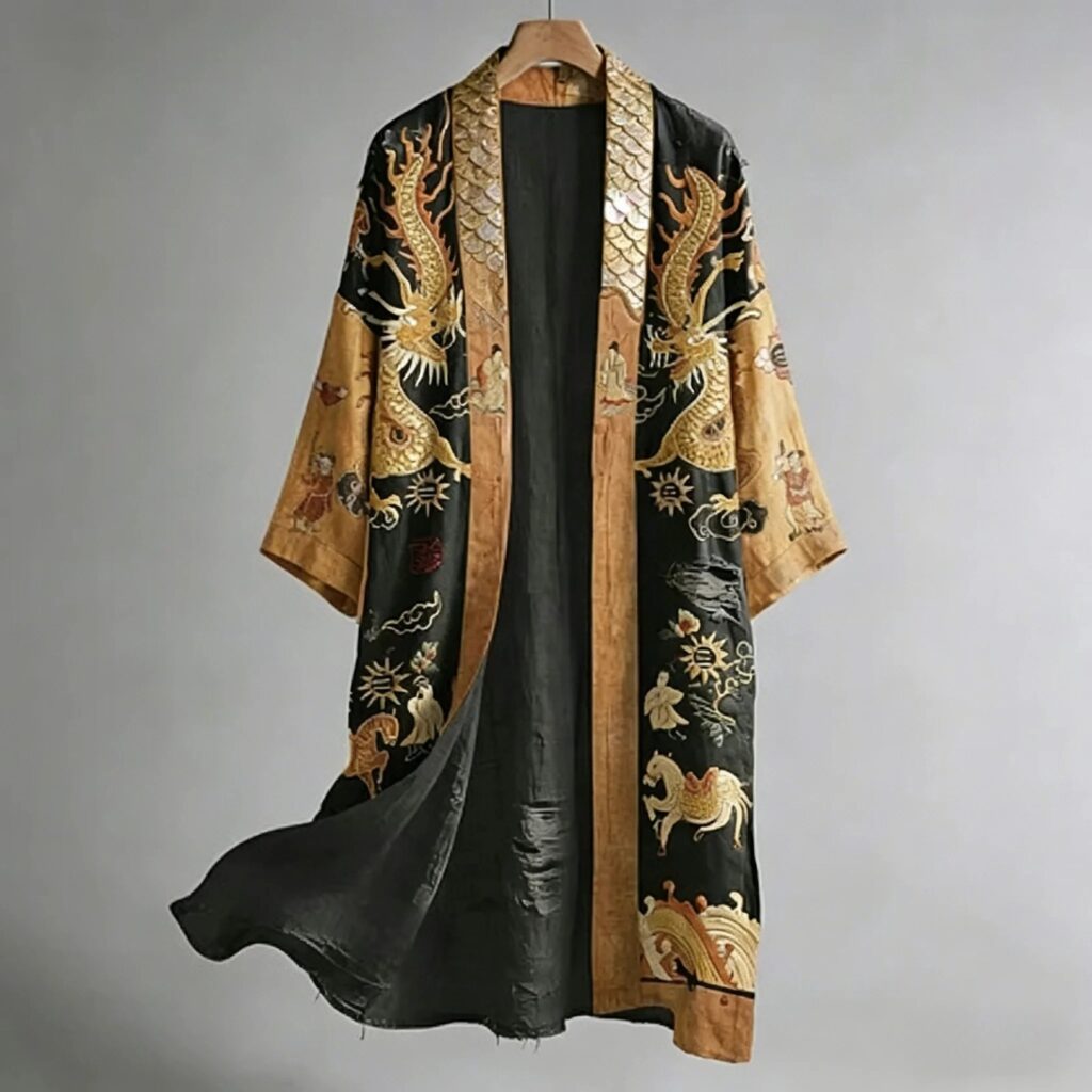 Kimono Cardigan da Uomo Taglie Forti 5XL, Kimono Giapponese Lungo da Samurai, Camicia Kimono Stampata, Yukata, Copricapo Esterno