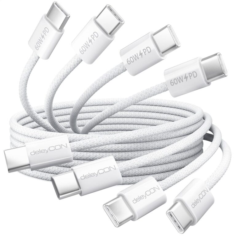 deleyCON Set USB C 60W [4 Pezzi, 0,5M + 1M + 2M + 3,0M] PD 3.0 USB-C a C Ricarica Rapida per iPhone 17 16 Pro Max Air Galaxy S26 S25 A56 A17 A26 iPad MacBook Xiaomi Switch PS5