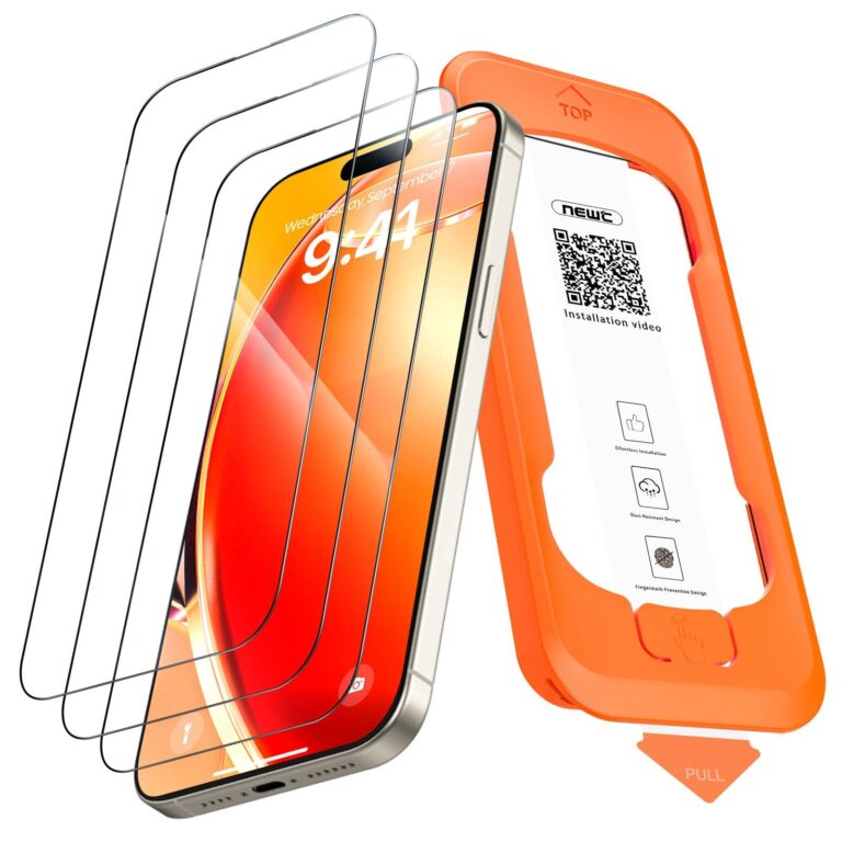 NEW'C Pellicola Vetro per iPhone 15 Pro Max, in Vetro Temperato | 3 Pezzi, HD Trasparente, 6,7 Pollici, Kit Installazione Incluso, Durezza 9H, Antigraffio, Senza Bolle