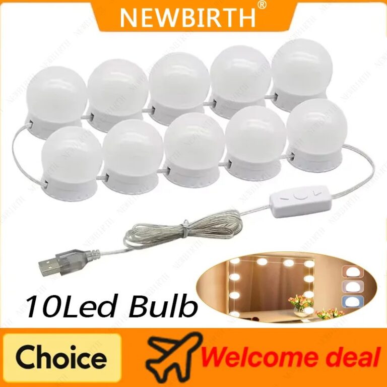 10 lampadine staccabili a LED Lampada per specchio per trucco professionale Alimentazione USB Luce per specchio cosmetico Luci per toeletta Hollywood