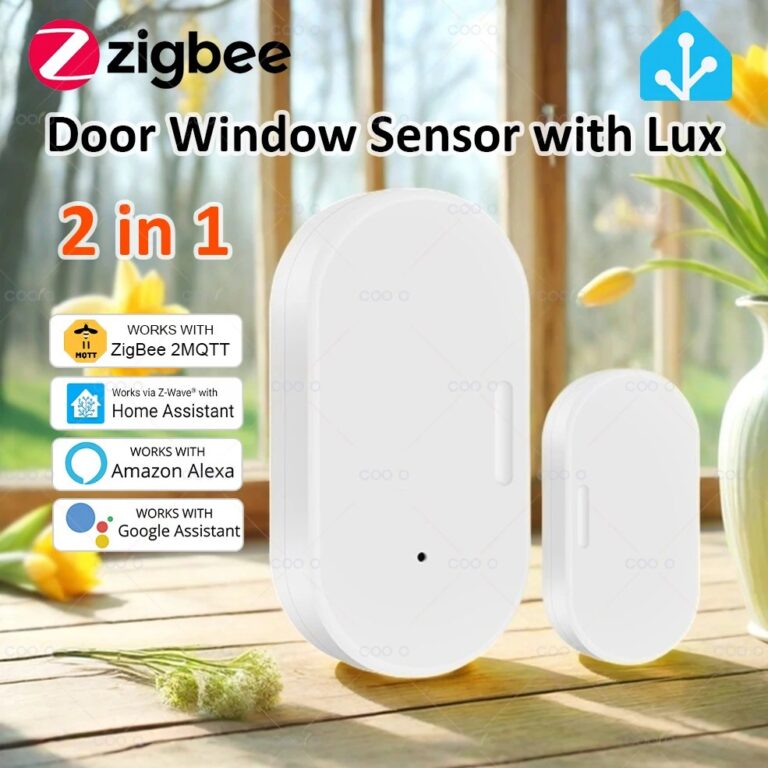 Smart ZigBee 3.0 Sensore per porte e finestre Lux Rileva luce 2 in 1 App di allarme magnetico wireless in tempo reale Controllo remoto Sicurezza domestica
