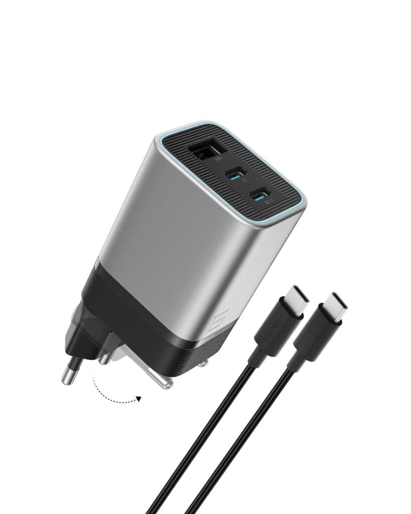 CUKTECH 6 Mini Caricatore USB C 65W GaN, 3 Porte Ricarica Rapida Cavo 1m | Compatibile con iPhone 18,MacBook Pro/Air, Samsung S26 Ultra, Xiaomi 17, iPhone 17 Pro Max, Spine Pieghe…