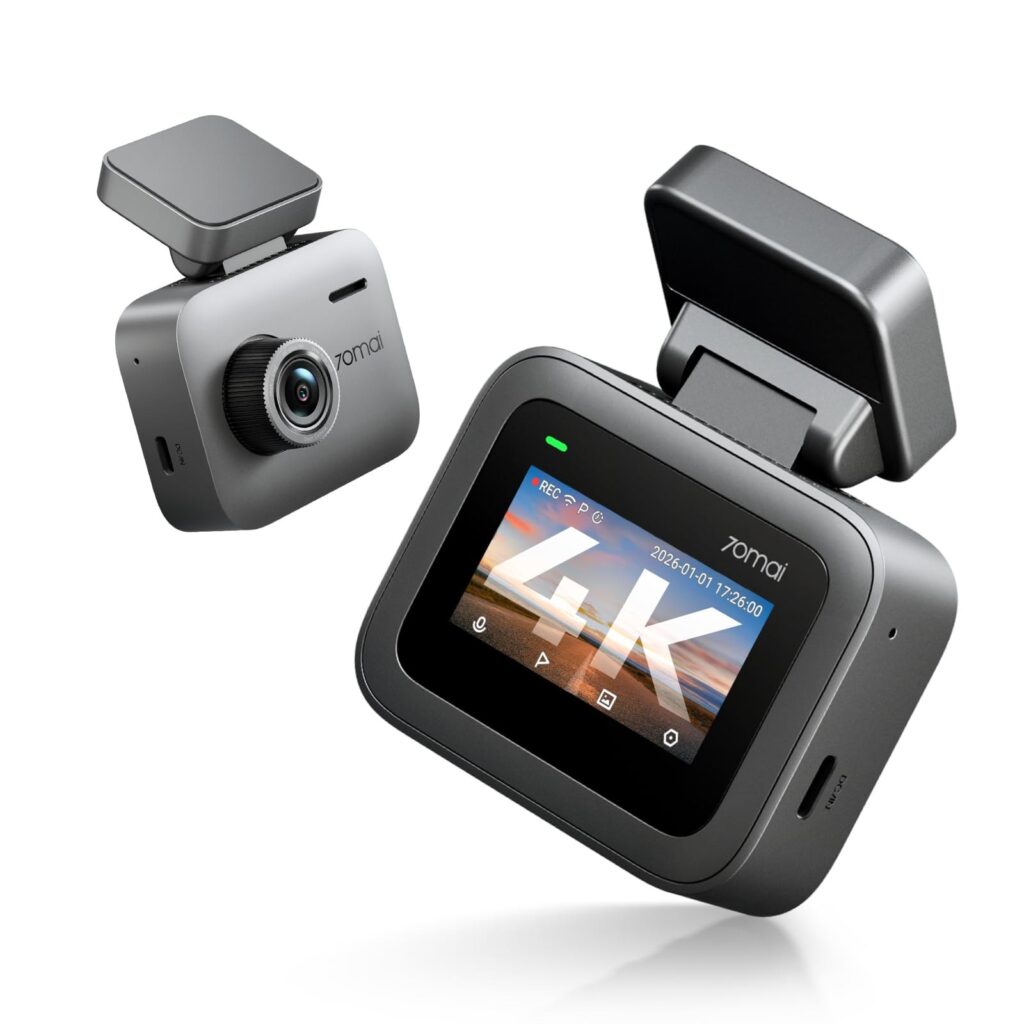 70mai 4K Dash Cam Auto A800 Nano, HDR, Wi-Fi 6 & App, Mini Dashcam per Auto | F1.55, Visione Notturna, Monitoraggio Parcheggio 24/7, Sensore G, IPS da 1,9", Supercondensatore, Reg…