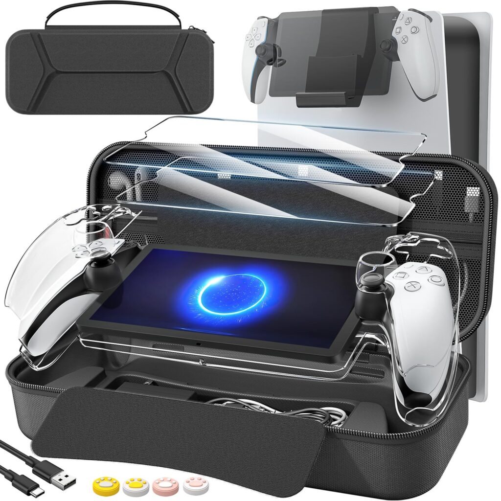 daydayup Set di accessori 14 in 1 compatibile con Playstation Portal Remote Player, borsa per il trasporto e appendiabiti con 2 pellicole protettive per lo schermo e 4 maniglie pe…