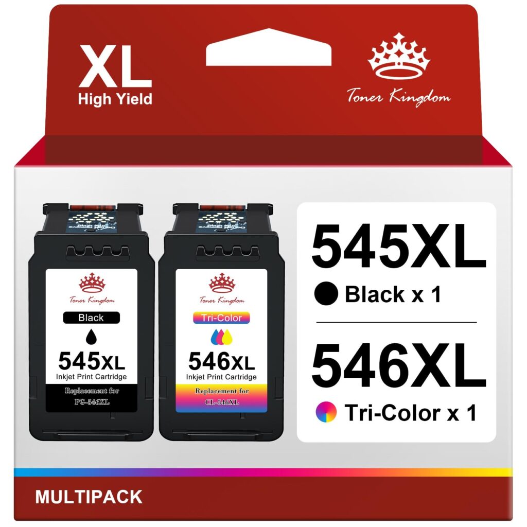 Toner Kingdom Compatibile Canon PIXMA PG-545XL 546XL Cartucce d'inchiostro | PG545XL CL-546XL Sostituzione per Canon PIXMA MG2550 MG2550S TR4550 TS3151 TS3150 MX495 MG3050 MG3051…