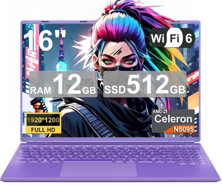 NOTODD PC Portatile Laptop 16 Pollici Notebook Viola Win 11 | Portatile 12+512GB 1TB SSD Espansione丨Ventola Raffreddamento丨Supporto 5G WIFI丨1920 * 1200 2K Schermo Doppio