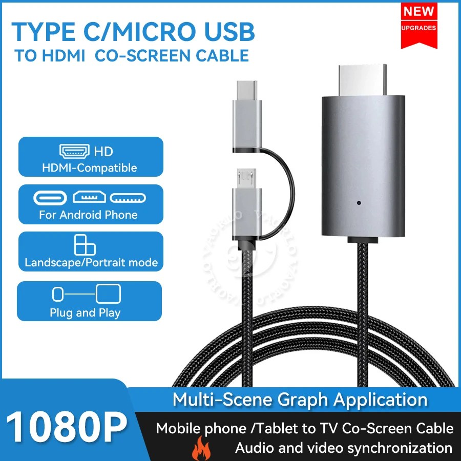 LD39 Wire HD Streaming Display TV Stick Dongle Micro USB Tipo C a HDMI Cavo compatibile Schermo di mirroring per telefono Tablet a TV
