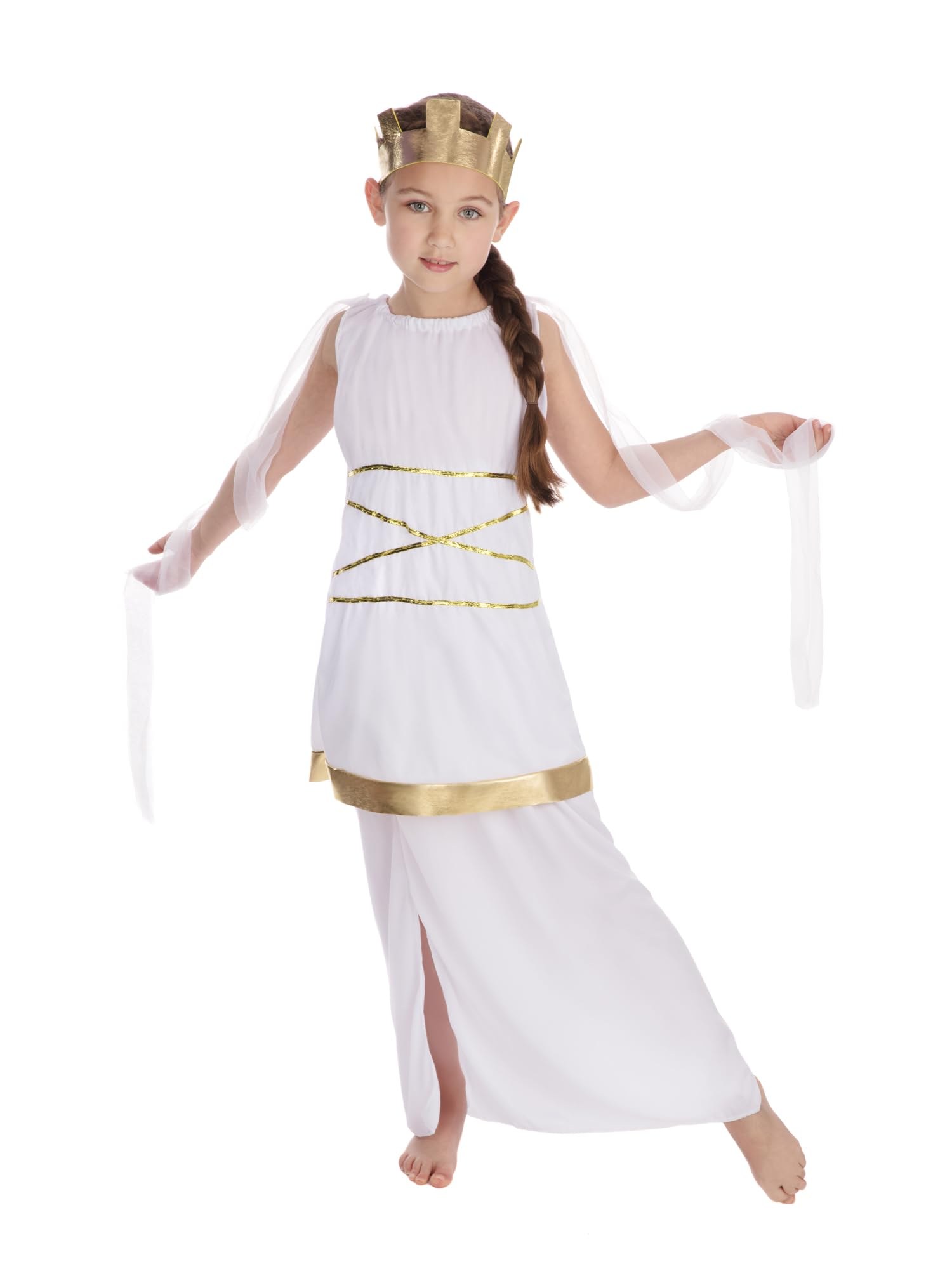 Bristol Novelty White & Gold Girls Grecian Costume Set