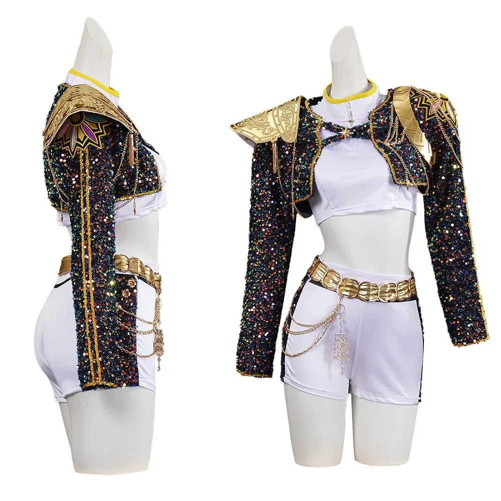 Costume da Bambina per Cosplay, Abito Nero e Dorato per Bambini, Travestimento per Spettacoli, Uniforme per Giochi di Ruolo, Halloween