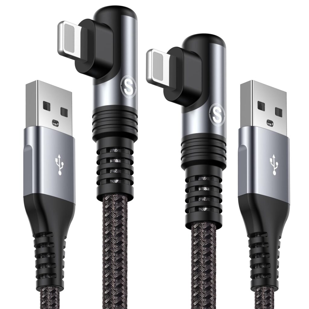 Cavo iPhone 90 Gradi [2 Pezzi 3m] Cavo Lightning,MFi Certified,filo iphone | Nylon Braided,Cavo Lightning USB per iPhone 14/13/12/11/Pro/Pro Max/X/XS/XS Max/XR/8/8 Plus/7/7 Plus/6…