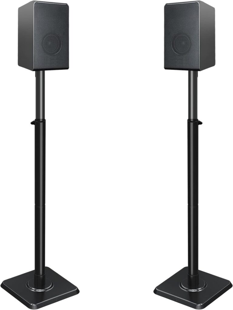 Mounting Dream Supporto per altoparlante regolabile in altezza per satelliti fino a 5 kg, set da 2 supporti da pavimento
