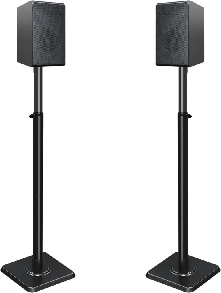 Mounting Dream Supporto per altoparlante regolabile in altezza per satelliti fino a 5 kg, set da 2 supporti da pavimento