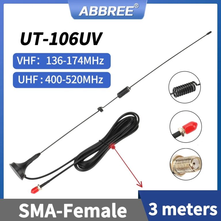 UT-106UV Antenna per auto Walkie Talkie Magnetica SMA-Femmina VHF UHF Antenna a bordo per UV-5R 5RH 21 Pro Quansheng UV-K5 Ham Radio