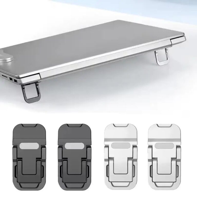 Supporto per laptop pieghevole mini da 2 pezzi, supporto per tastiera portatile con 2 angolazioni regolabili, supporto invisibile autoadesivo per notebook