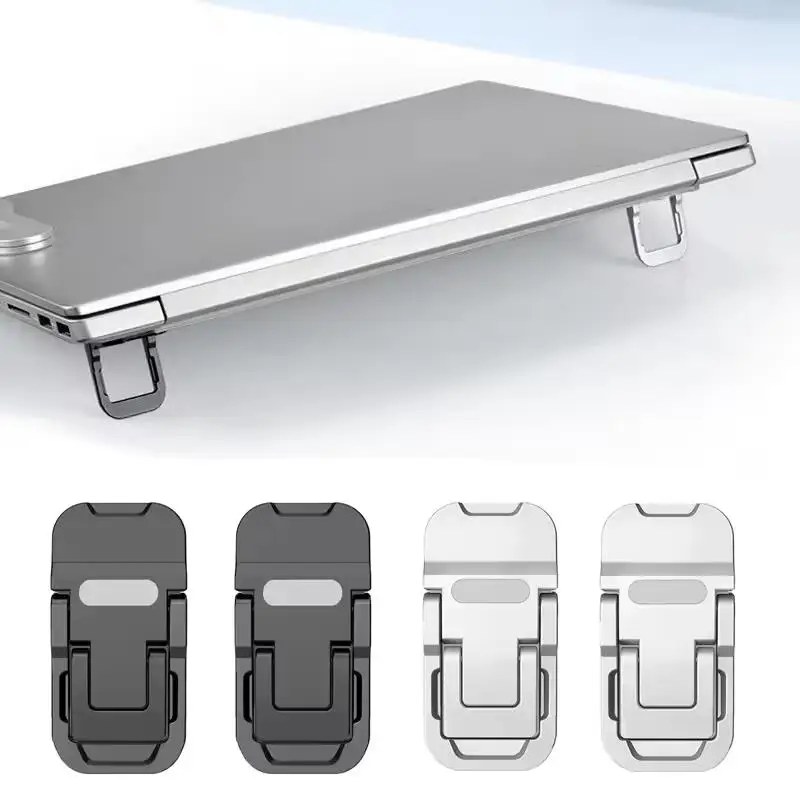 Supporto per laptop pieghevole mini da 2 pezzi, supporto per tastiera portatile con 2 angolazioni regolabili, supporto invisibile autoadesivo per notebook