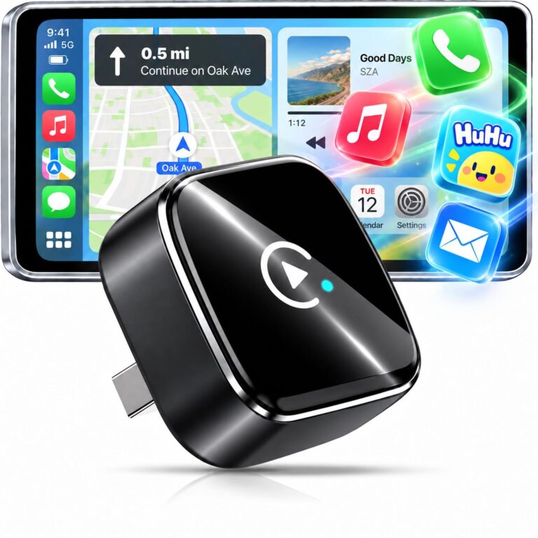 LAMTTO Adattatore CarPlay Wireless 2026 per AppIe CarPlay USB A/C Trasforma via Cavo in Wireless, Plug&Play Mini Car Play Dongle Compatibile con Auto Dal 2016 e iOS10+ per Auto co…