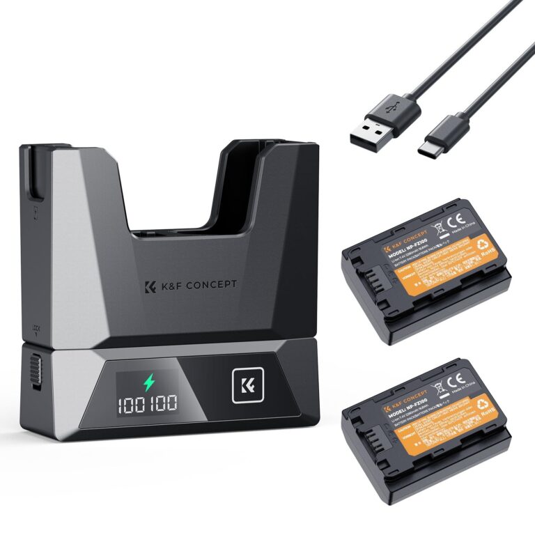 K&F CONCEPT NP-FZ100 2600mAh Doppia batteria con caricabatterie rapido modulare Compatibilità per Sony A7 IV A7R III A7R IV A9 A6600 A7R3 A7S III/A7S3 A7C Alpha 9 Alpha 9R A9R