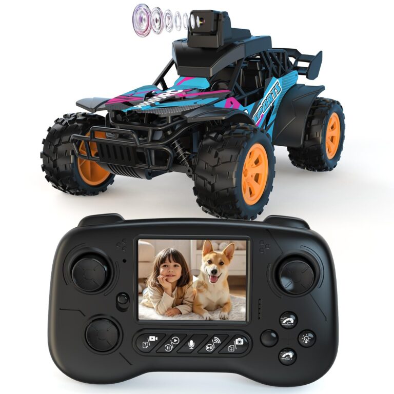 pisosorc Auto RC con Telecamera FPV | Camion RC, Schermo 2.8'', Telecamera 60° Regolabile, Video Live, 2 Velocità, Fuoristrada, Ricaricabile