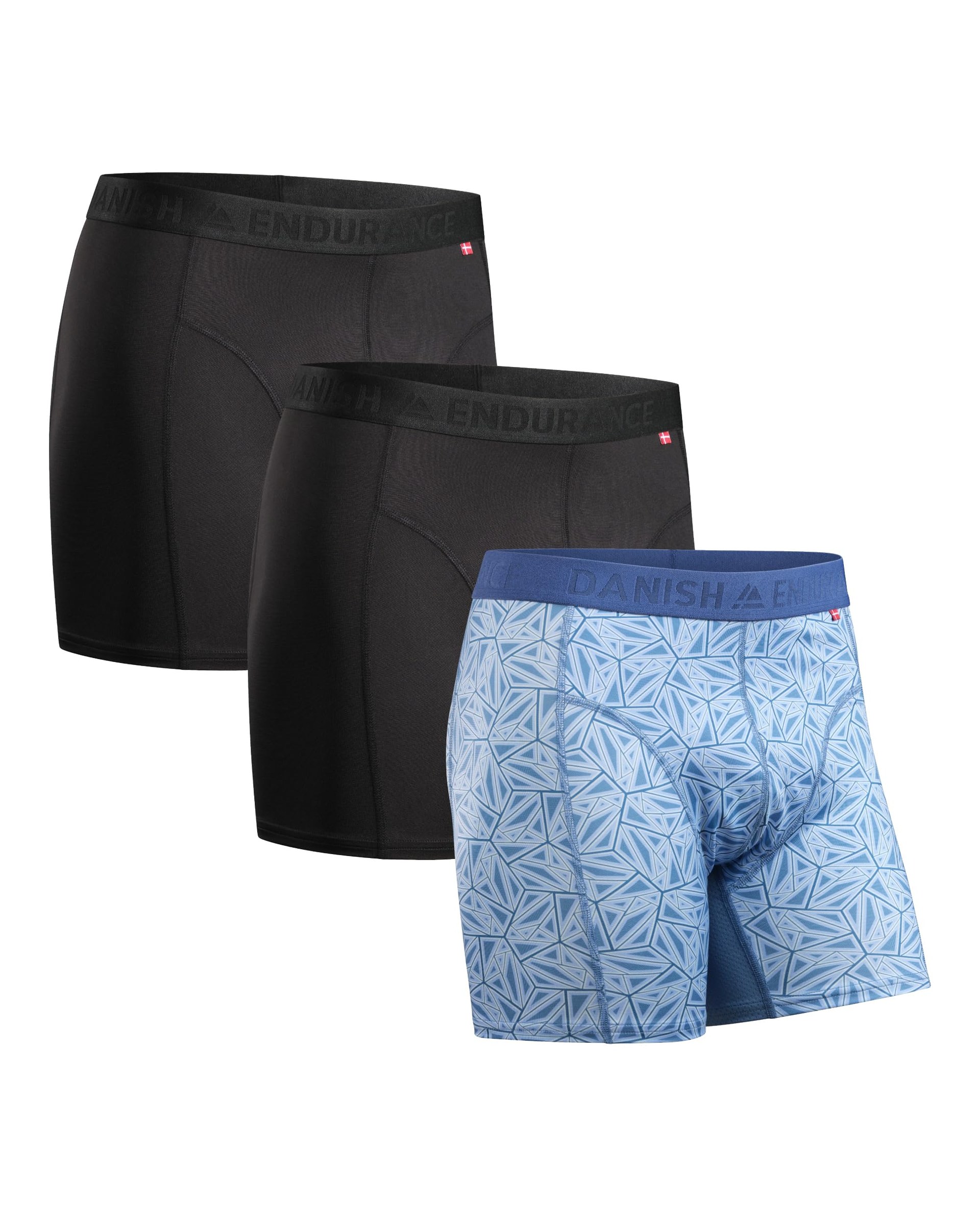 DANISH ENDURANCE Boxer Uomo Sportivi, Elasticizzati, 3 Paia | Boxer sportivi elasticizzati in microfibra, traspiranti e ad asciugatura rapida, per sport e attività fisica