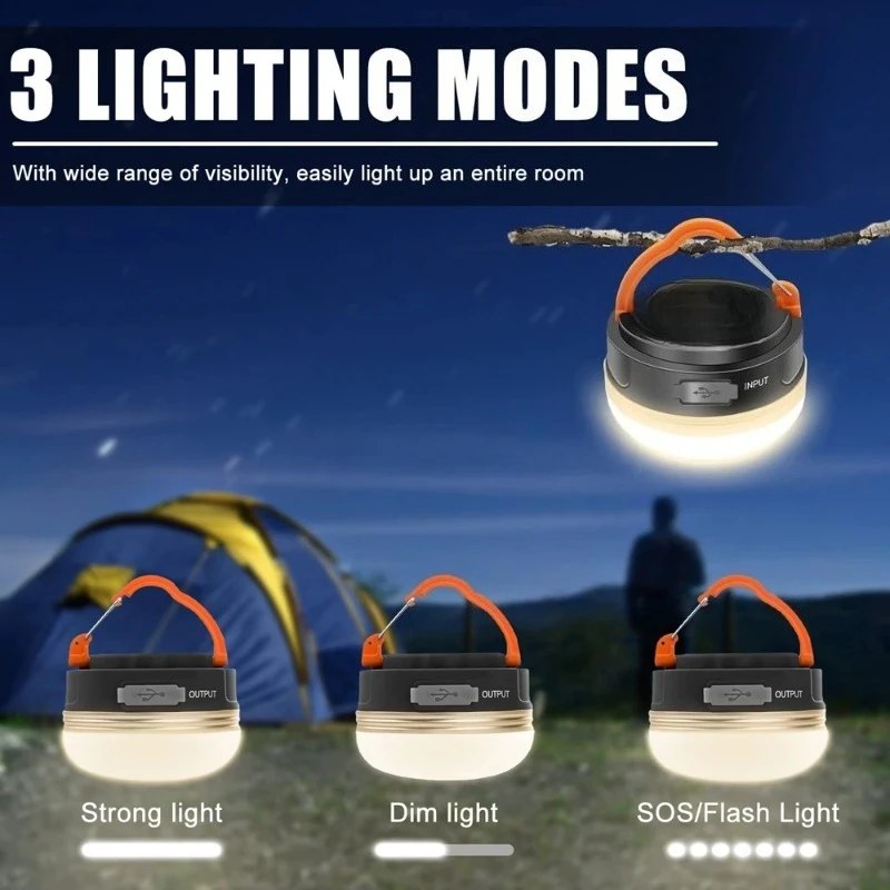 Lanterna da Campeggio ad Alta Potenza, Lampada per Tende 1200mAh Ricaricabile USB, Luci Portatili per Campeggio, Escursionismo Notturno, Lampada Sospesa