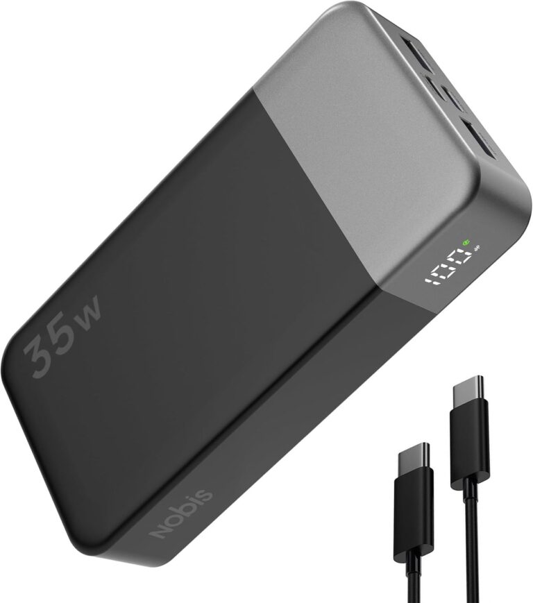 NOBIS 20000mAh 35W / Power Bank con USB-C Input/Output | PD & QC Fast Charging, 4 Ports, LED Display – Compatible with Phone 17