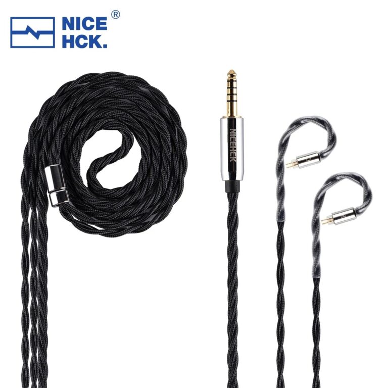 NICEHCK BlackDawn Cavo per auricolari 5N Placcato argento OFC IEM Filo 2Pin/QDC 4.4mm per CHU II ZERO EDX PRO DB2 QUE In Ear Monitor ZVX