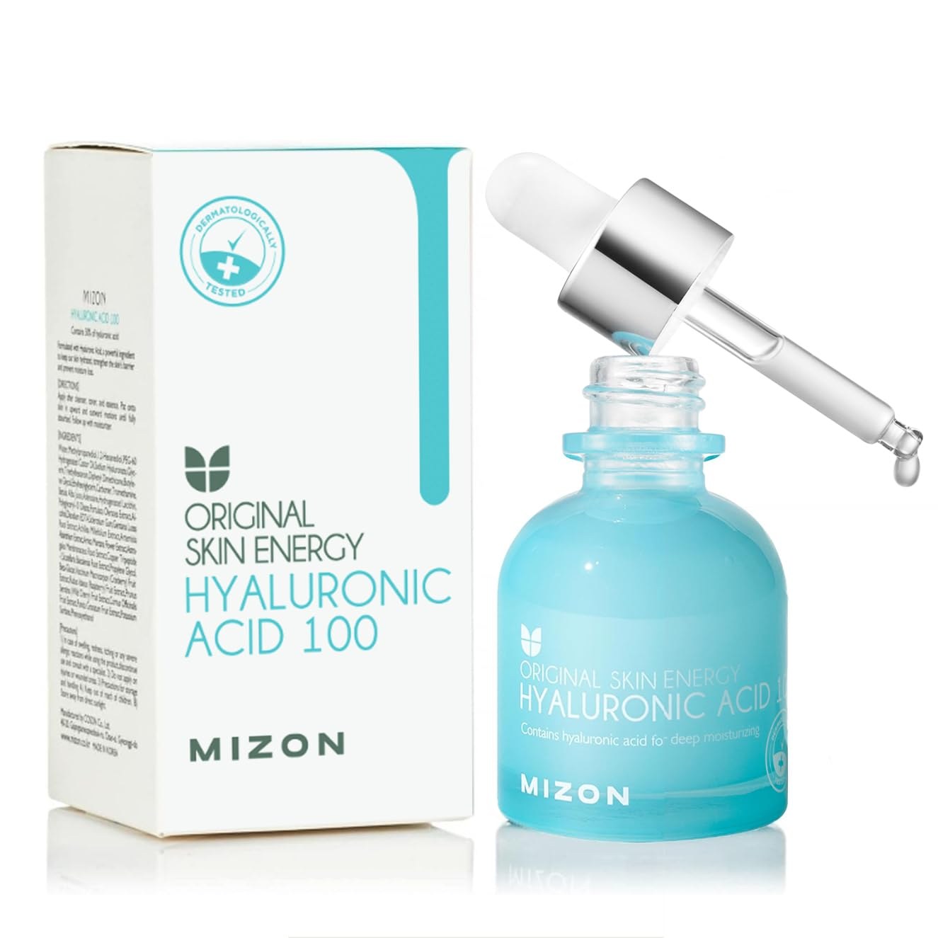 [Mizon] Siero all'acido Ialuronico (30ml) Siero antietà e antirughe, Ringiovanimento e rinvigorimento della pelle, Cura della pelle coreana (Hyaluronic Acid 100)