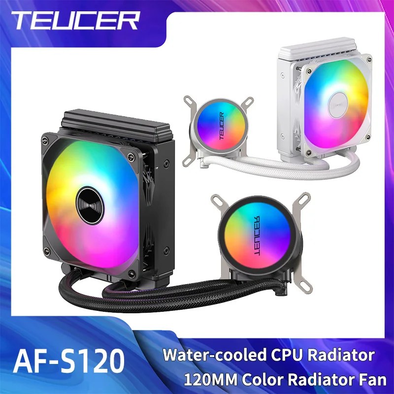 TEUCER AF-S120 Dispositivo di raffreddamento dell'acqua Ventola RGB da 120 mm Dissipatore di calore liquido Radiatore integrato Raffreddamento della CPU per Intel LGA115x 1200 170…