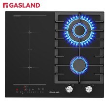GASLAND 60 cm Piano Cottura Incasso Induzione e Gas Nero 4 Zone Cottura Bruciatore Wok