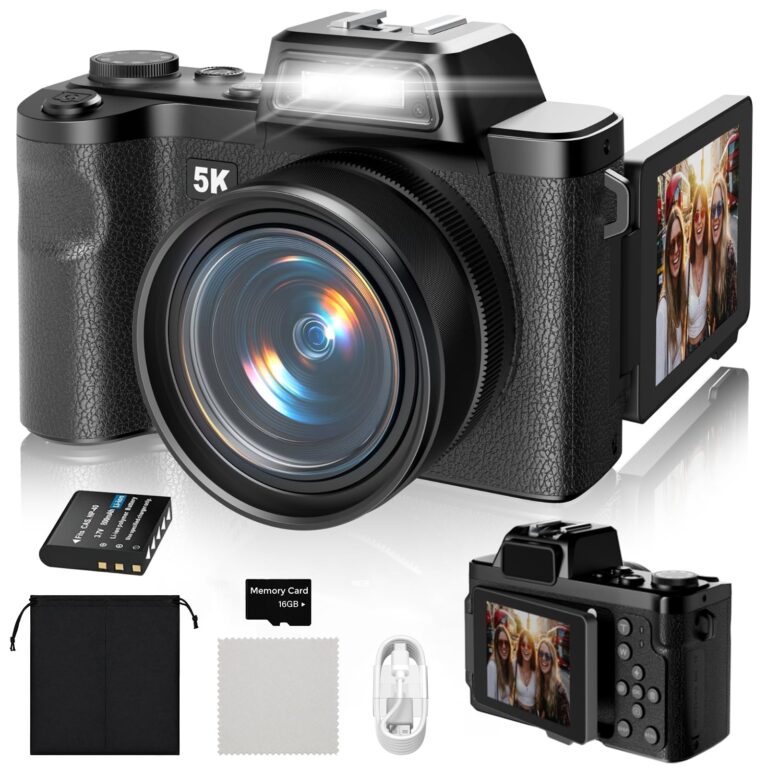 Fotocamera 5K 80MP WiFi zoom 18X schermo ribaltabile integrato 18X Zoom | Con 3 Pollici 180° Flip Screen, Flash Integrato Per Riprese Scarsa Luce, Modalità Webcam Streaming E Vide…